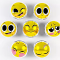 Yellow Round Inflatable Emoji Toys With Various Expressions Like Winking Laughing And Blushing