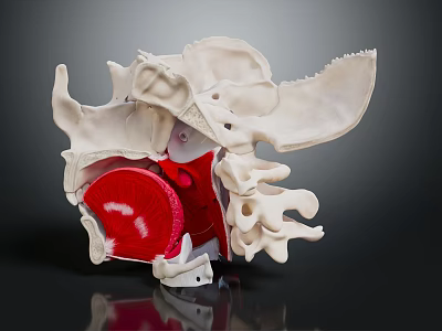 Human Skeleton Anatomical Model With Red Spinal Structure And Bone Details 3d model