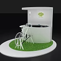 Scenic Photo Check In Spot With Circular White Structure Green Grass And Bicycles
