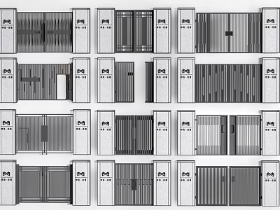 Modern Entrance Gates With Various Stylish Designs And Structural Details 3d model