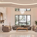 Luxurious Modern Living and Dining Room Interior With Crystal Chandelier Sofa and Fireplace Decor