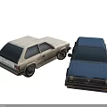 Two Vintage Classic Sedans Displayed Side By Side With Retro Headlights And Body Design