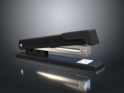 Office Supplies Stapler Black Modern Design With Metal Components And Reflective Base 3d model
