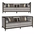 New Chinese-style Double Sofa Multi-person Sofa Long Sofa Pillow Leisure Sofa Luohan Bed 3d model