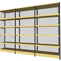 Modern Display Shelves With Wooden Layers Black Metal Frame And Mesh Back Panel