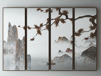 New Chinese Landscape Painting Decorative Painting 3d model