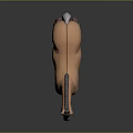 Detailed Low Poly Brown Horse 3D Model Standing on Gray Background