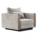Elegant Modern Single Sofa Collection With Brass Base Pleated Design And Plush Pillows 3d model