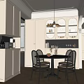 Middle ancient style log dining table and chair combination 3d model