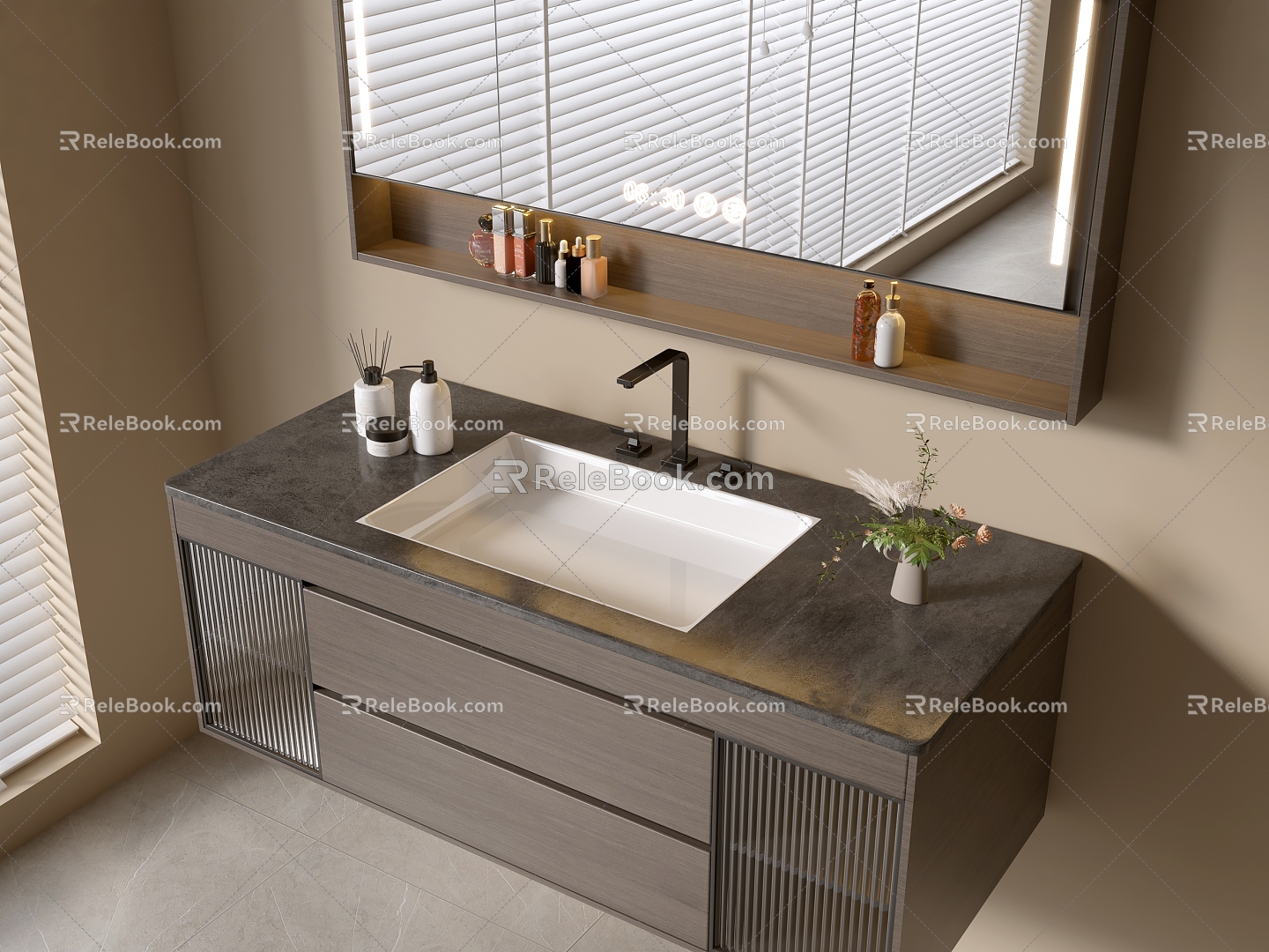 Modern Bathroom Cabinet Bathroom Counter Basin Bathroom Ornaments Mirror Cabinet Sink 3d model