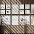 Photo Wall With Various Frames And Art Photos On Wooden Wall Interior Design