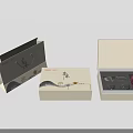 Chinese Style Decorative Ornament Set With Landscape Painting Packaging Box And Red Black Accessories