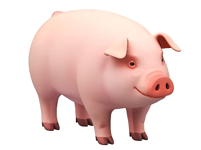Cute Pink Pig Stuffed Animal Toy With Soft Body And Playful Design 3d model