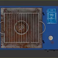 Portable Blue Gas Grill With Rustic Grill Rack Control Knob And Display Panel