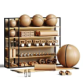 Organized Sports Equipment Shelving With Basketballs Dumbbells Yoga Mats And Kettlebells