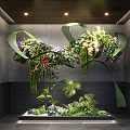 Indoor Landscaping Hanging Plant Heap Vine Plant Stone Moss Fern 3d model