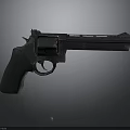 Black Revolver With Detailed Metal Barrel And Handle On Dark Background