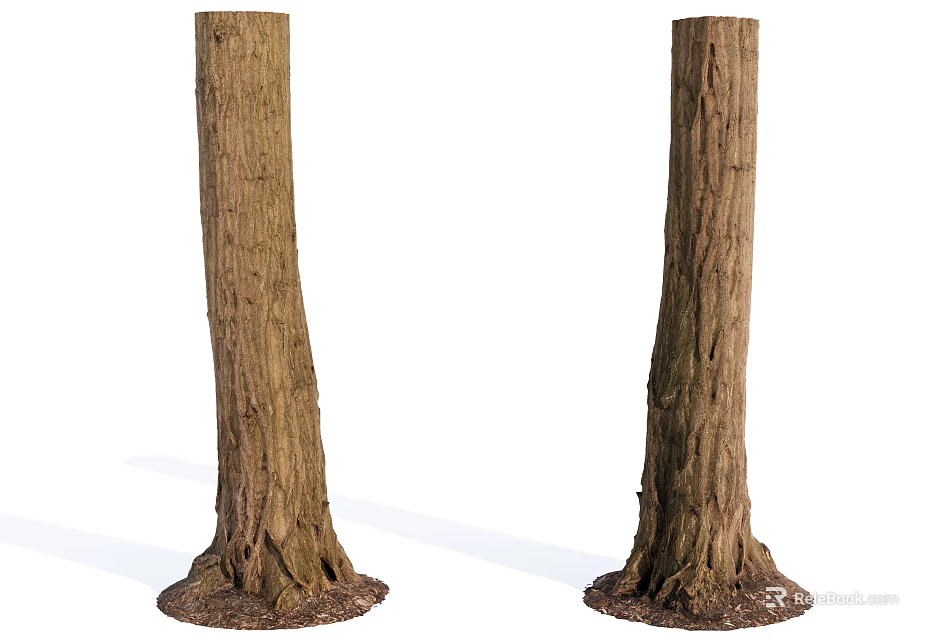 Rustic Stone Wood Decorative Columns With Natural Texture And Stable Base 3d model 
