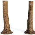 Rustic Stone Wood Decorative Columns With Natural Texture And Stable Base 3d model