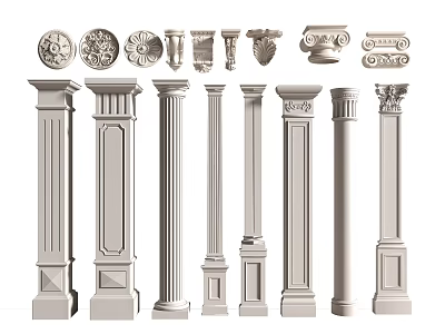 Classic Roman Columns With Various Designs And Ornaments 3d model