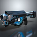 Sci Fi Futuristic Gun With Black And Blue Neon Accents Sleek Structure