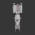 White and Red Cosmic Spaceship Model with Multiple Thrusters and Aerodynamic Structure 3d model