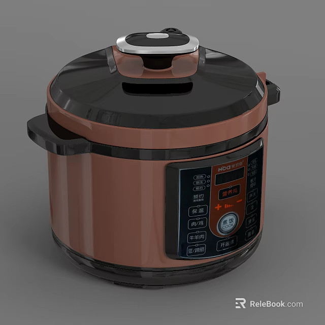 Brown And Black Electric Pressure Cooker As Modern Kitchen Appliance With Digital Control Panel 3d model 