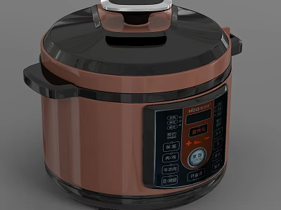 Brown And Black Electric Pressure Cooker As Modern Kitchen Appliance With Digital Control Panel 3d model