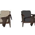 Modern Single Sofa with Wooden Frame Armrests Gray Beige Upholstery and Blanket