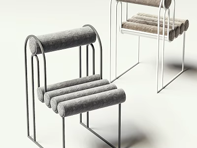 Modern Accent Chair With Gray Upholstered Cushions Metal Frame And Sleek Design Details 3d model