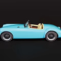 Classic Blue Convertible Car With Vintage Design And Tan Interior
