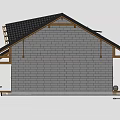 Residential House with Wooden Structure Black Roof Gray Walls Large Windows Deck in Natural Surroundings