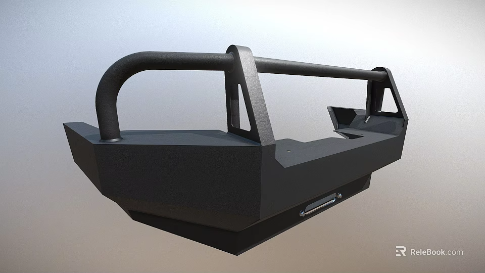 Black Metal Front Bumper With Tubular Guard For Off Road Vehicles 3d model 
