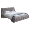 Modern Gray Upholstered Double Bed With Tufted Headboard And White Sheets 3d model