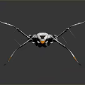 Futuristic Cosmic Spaceship Design With Aerodynamic Structure And White Gray Orange Accents