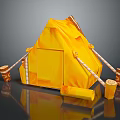 Kids Yellow Decorative Tent Furniture With Wooden Support Poles And Fabric Structure