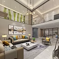 Spacious Modern High Ceiling Living And Dining Room With Elegant Comfortable Home Interior Design