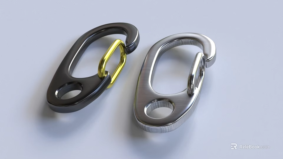 Elegant Metallic Jewelry Accessories with Black Silver and Gold Circular Clasp Design 3d model 
