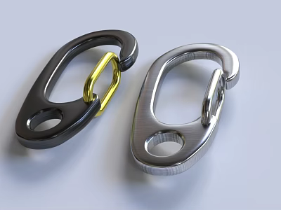 Elegant Metallic Jewelry Accessories with Black Silver and Gold Circular Clasp Design 3d model