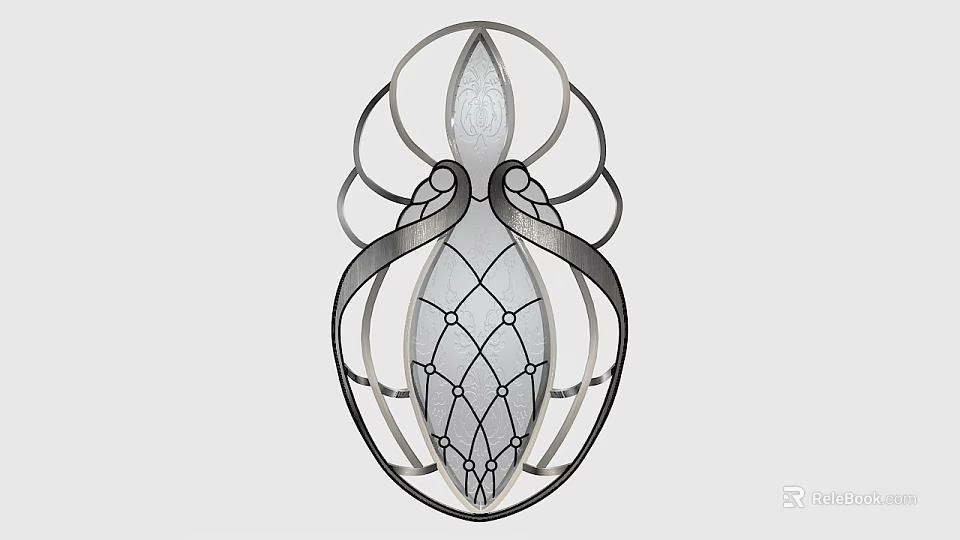 Abstract Decorative Art Piece With Symmetrical Curves And Intricate Grid Pattern Design 3d model 