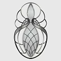 Abstract Decorative Art Piece With Symmetrical Curves And Intricate Grid Pattern Design