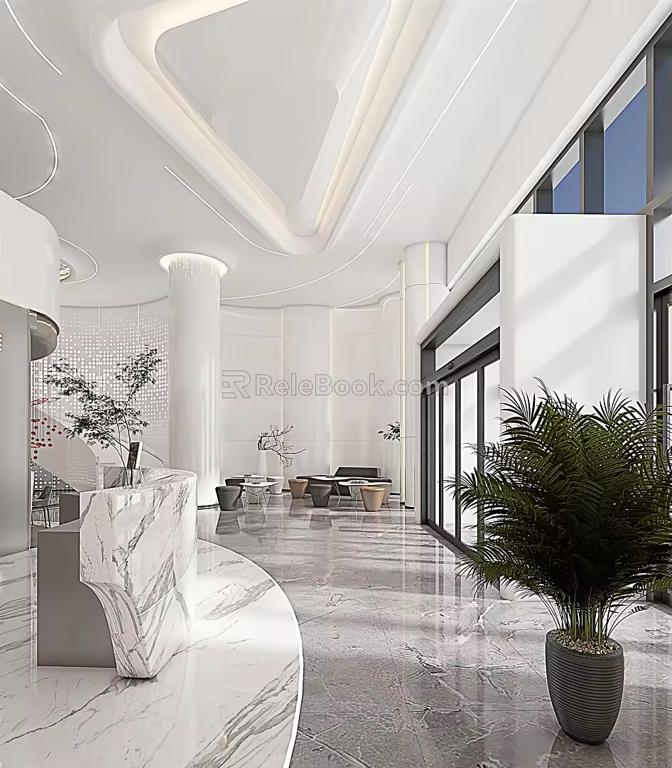 Modern Hall Lobby Recreation Area 3d model