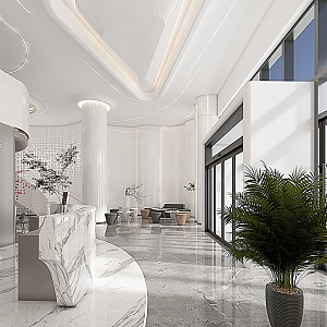 Modern Hall Lobby Recreation Area 3d model