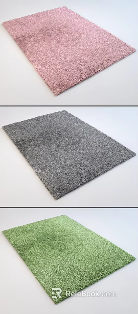 Gray Square Carpet With Textured Surface For Modern Living Room Decor 3d model