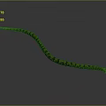 Yellow and Black Patterned Snake Slithering on Gray Background with Curved Body