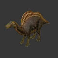 Dinosaur Model With Colorful Head Open Mouth Orange Striped Sail And Brown Body