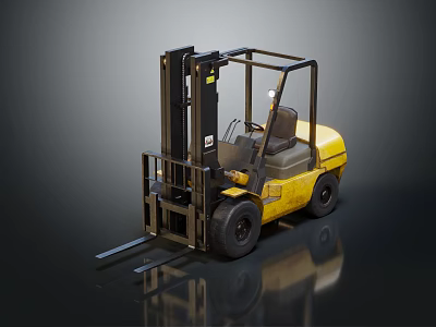 Yellow Heavy Duty Industrial Forklift For Warehouse Material Handling Operations 3d model