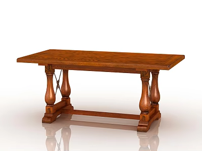 Traditional Solid Wood Dining Table With Decorative Carved Legs And Rectangular Top 3d model