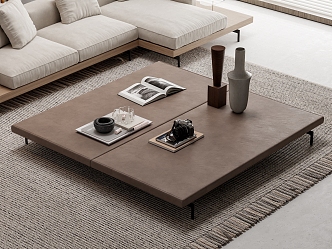 BB Italia Dock Coffee Table Minimalist Coffee Table Leather Coffee Table Combination 3d model