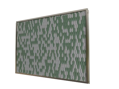 Stylish Decorative Backdrop Wall With Green Gray Water Droplet Pattern And Metallic Frame 3d model